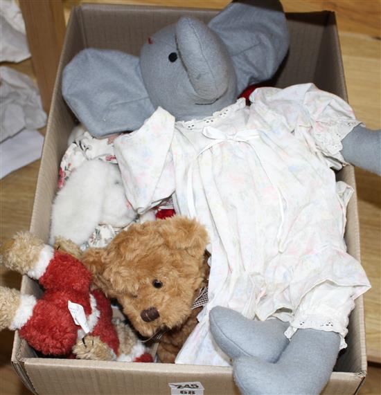 A collection of assorted modern and vintage soft toys including Steiff